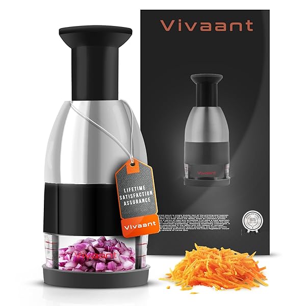 Vivaant Slap Chop Manual Hand Chopper: Versatile Food Dicer & Efficient Kitchen Aid for Vegetables, Nuts, Garlic & Onions