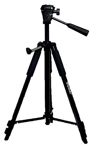 Vivitar Vivitar 57-Inch Tripod, Three Way Fluid Pan Head, Quick Release Mount, Supports up to 5 Pounds of Weight, VIV-VPT-2457, Black,standard