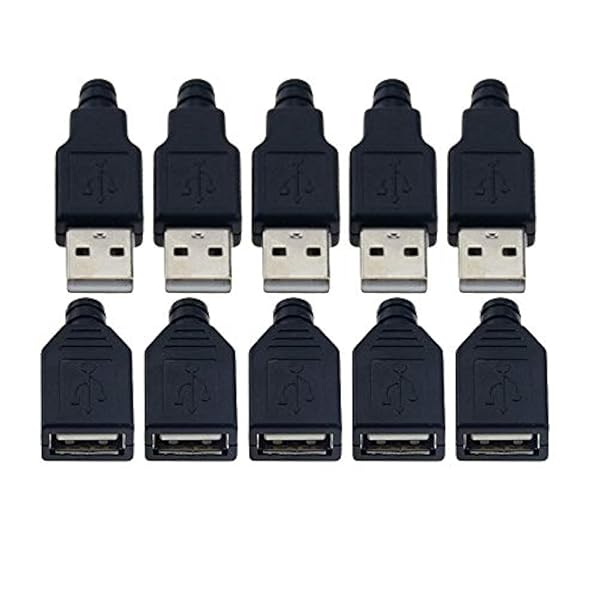 VizGiz VizGiz 10 Pack USB Plug Replacement Kit - 4 PIN Type A Connectors for DIY Fan, LED Strip, Charger & Mouse Repair