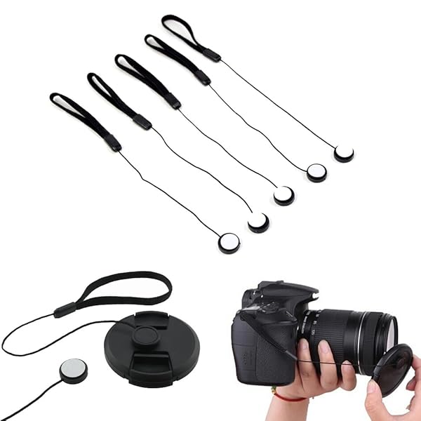 VizGiz VizGiz 5 Pack Lens Cap Keeper for SLR Cameras Universal Anti-Lost Lanyard Strap for Nikon Sony Fuji Olympus Panasonic