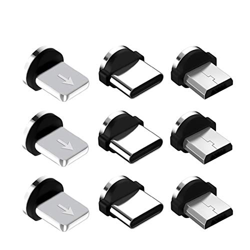 VizGiz 9 Pack Magnetic Phone Cable Adapters - Fast Charging Tips for iPhone, Samsung, Huawei & Android Devices