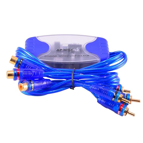 Vosarea 4-Channel RCA Ground Loop Isolator - Car Amplifier Noise Filter Eliminator (50W, Blue)