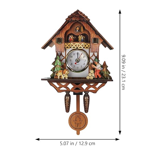 Vosarea Wooden Cuckoo Wall Clock - Antique Pendulum Decor for Kids & Bedroom - Image 4