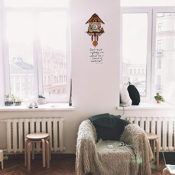 Vosarea Wooden Cuckoo Wall Clock - Antique Pendulum Decor for Kids & Bedroom - Image 5