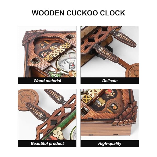 Vosarea Wooden Cuckoo Wall Clock - Antique Pendulum Decor for Kids & Bedroom - Image 6