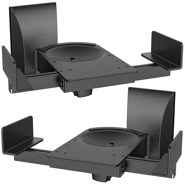 WALI WALI Dual Side Clamping Speaker Wall Mounts for Large Surround Sound - Holds Up to 66 lbs (SWM201XL) - 1 Pair, Black