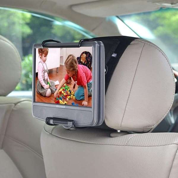 WANPOOL Portable DVD Player Car Headrest Mount - Angle-Adjustable Clamp for Swivel Screen DVD Players