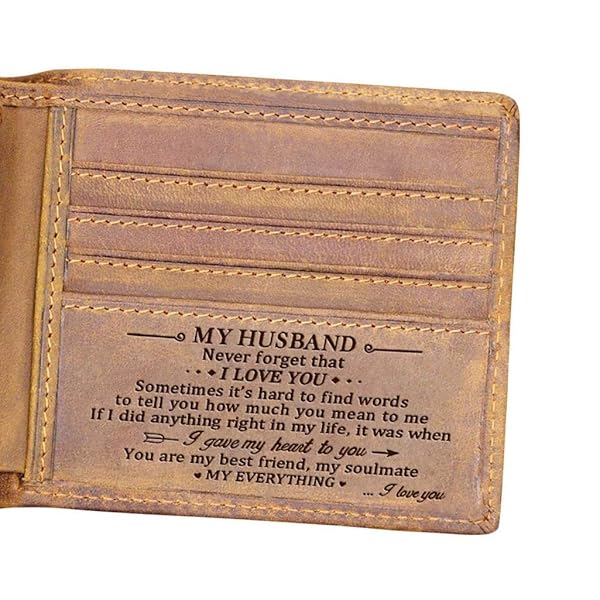 Personalized WASTIME Leather Front Pocket Wallet - Slim RFID Minimalist Gift for Husband