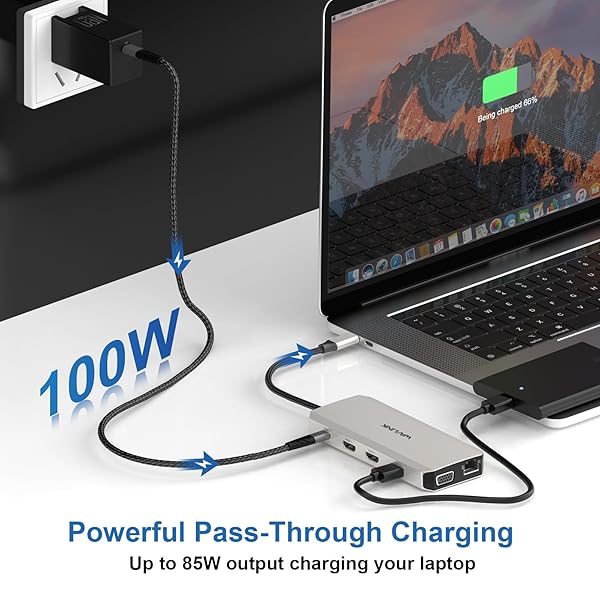 WAVLINK USB C Docking Station: Dual Monitor Hub for Dell, HP, Lenovo, MacBook - 100W PD, 5 USB, HDMI, VGA, Ethernet & Card Reader - Image 7