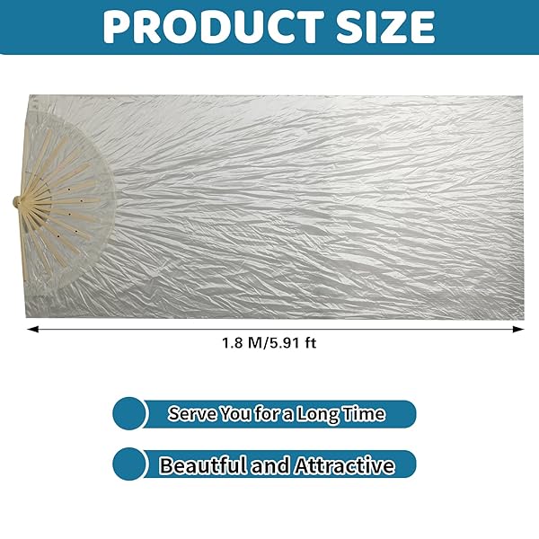 WEISIPU Hand-Made Faux Silk Belly Dance Fan Veils - Bamboo Long Fans Veils Available in 8 Stunning Colors for Dance Performances Right Hand(White) - Image 6