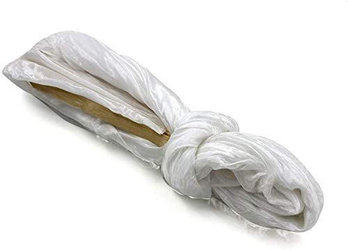 WEISIPU Hand-Made Faux Silk Belly Dance Fan Veils - Bamboo Long Fans Veils Available in 8 Stunning Colors for Dance Performances Right Hand(White) - Image 8