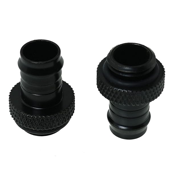 WELWIK Welwik Tube Connector 2PCS G1/4 to 3/8 Inch Barb Fitting for PC Water Cooling - Soft Tubing, Black