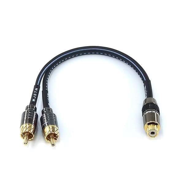 WJSTN RCA Splitter 1 Female 2 Male Y Adapter 8 Inch Subwoofer Audio Video Cable