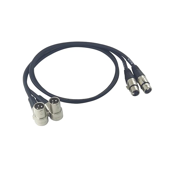 WJSTN WJSTN Right-Angle Male to Straight Female XLR Plug Cable, Right Angle Adapter 2 Pack