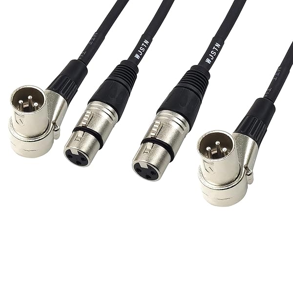 WJSTN WJSTN Right-Angle XLR Male to XLR Female Balanced 3 PIN Microphone Cable 2 Pack
