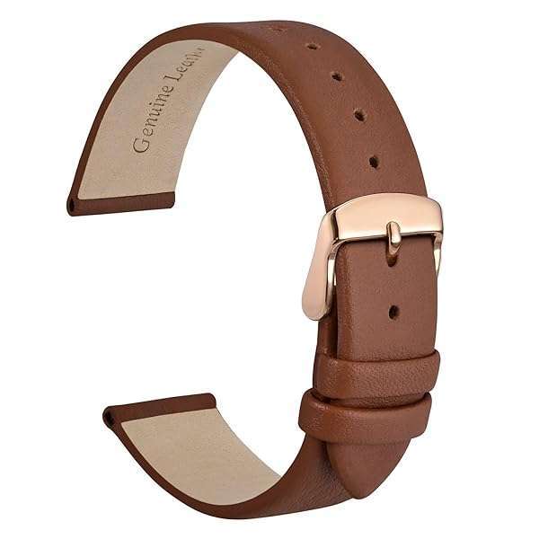Elegant WOCCI 10mm Genuine Leather Watch Band with Rose Gold Buckle - Terracotta Brown Replacement Strap