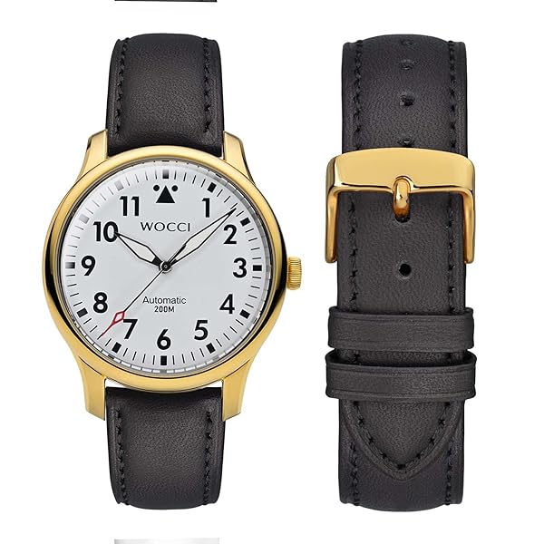 WOCCI 16mm Vintage Leather Watch Band for Men and Women with Gold Buckle in Black Color - Image 5