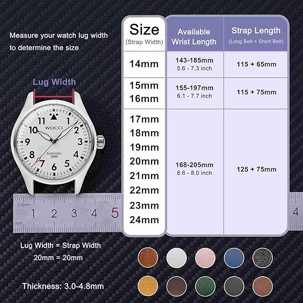 WOCCI 16mm Vintage Leather Watch Band Dark Brown for Men and Women with Gold Buckle - Image 3