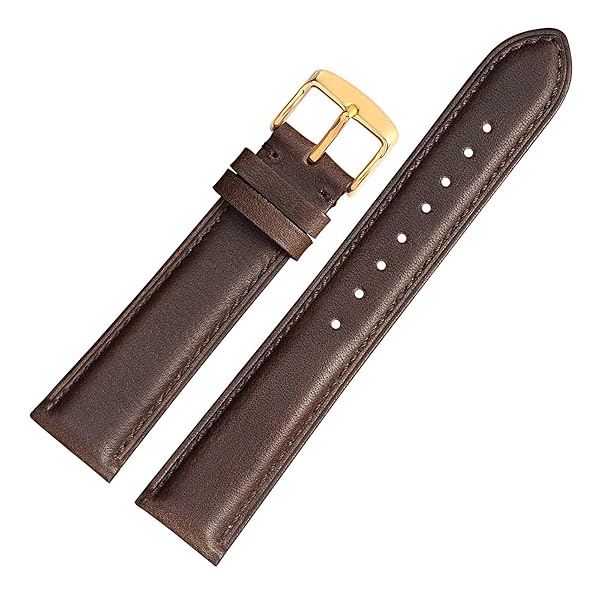 WOCCI 16mm Vintage Leather Watch Band Dark Brown for Men and Women with Gold Buckle - Image 8