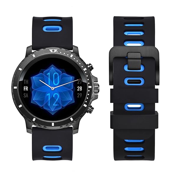 WOCCI 18mm Bicolor Watch Band, Silicone Rubber, Quick Release Replacement Strap for Men and Women, Black Stainless Steel Buckle (Black-Blue) - Image 5