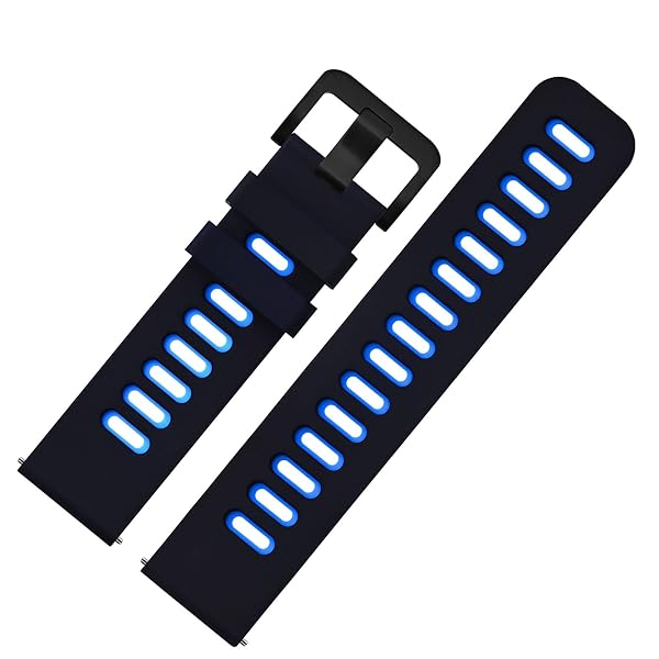 WOCCI 18mm Bicolor Watch Band, Silicone Rubber, Quick Release Replacement Strap for Men and Women, Black Stainless Steel Buckle (Black-Blue) - Image 9