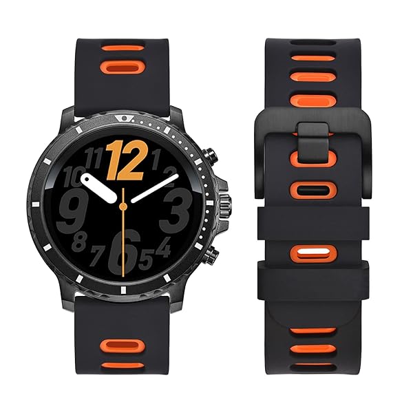 WOCCI 18mm Bicolor Watch Band, Silicone Rubber, Quick Release Replacement Strap for Men and Women, Black Stainless Steel Buckle (Black-Orange) - Image 5