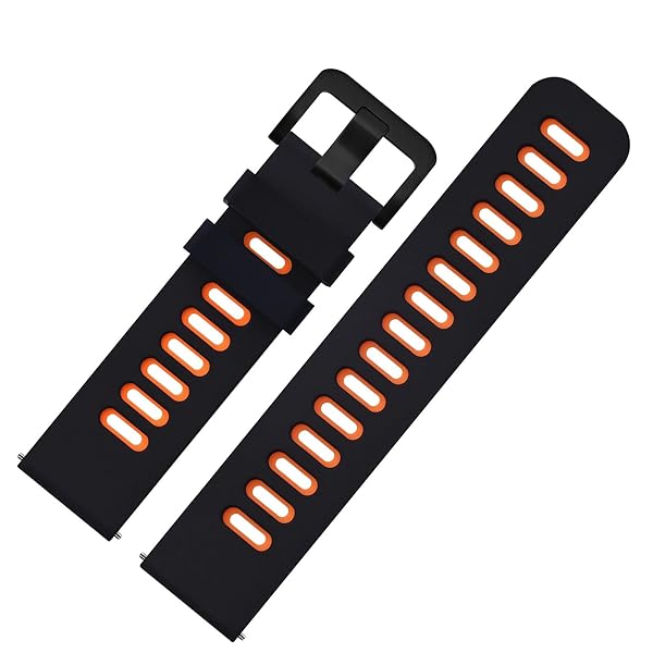 WOCCI 18mm Bicolor Watch Band, Silicone Rubber, Quick Release Replacement Strap for Men and Women, Black Stainless Steel Buckle (Black-Orange) - Image 9