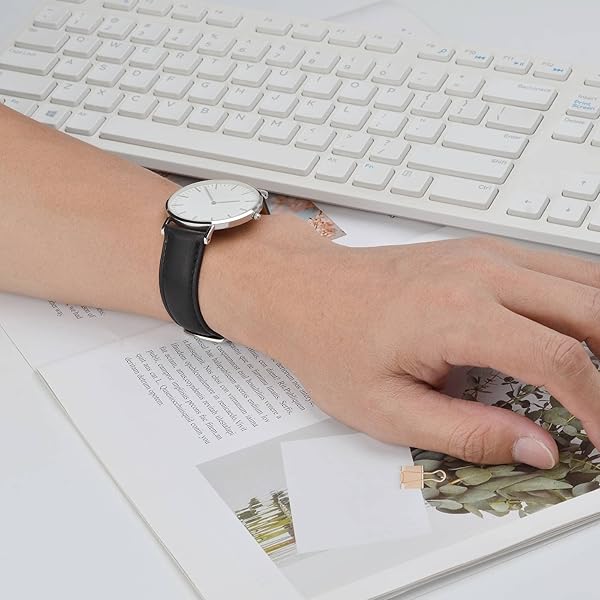 WOCCI 19mm Vintage Leather Watch Band for Men and Women with Silver Buckle in Black Color - Image 6