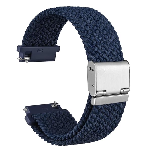 WOCCI 22mm Braided Nylon Watch Band for Men and Women, Quick Release, Silver Stainless Steel Buckle (Blue)