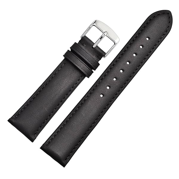 WOCCI 23mm Vintage Leather Watch Band for Men and Women with Silver Buckle in Black - Image 8