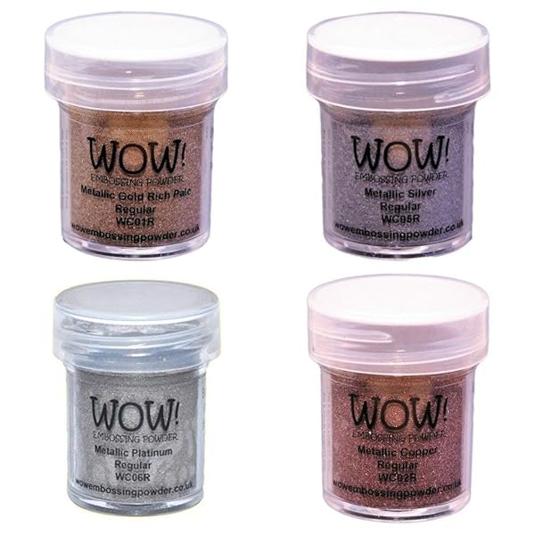 WOW Embossing Powders Regular Metallic Bundle 4 Pack Gold Silver Platinum Copper 15ml