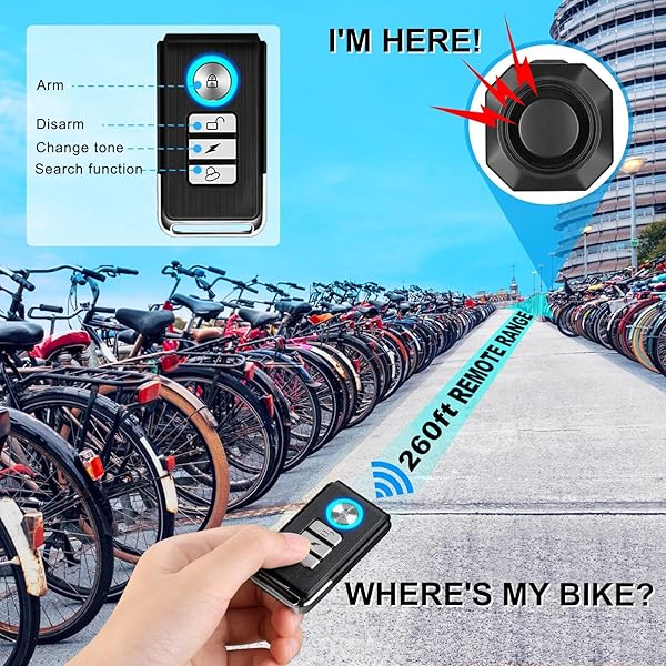 WSDCAM Rechargeable Electric Bike Horn Alarm with Remote, 110dB Loud Bike Horn for Adults Waterproof Bicycle Horn with Vibration Bicycle Alarm Anti - Image 5