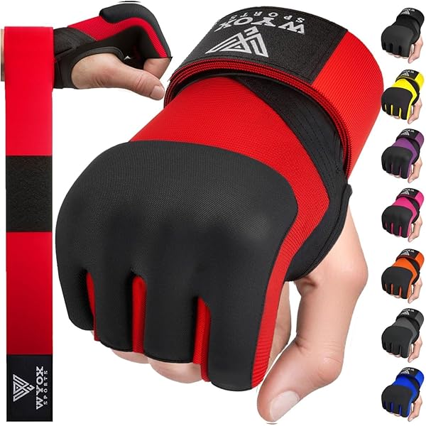 Buy WYOX Gel Boxing Hand Wraps - 80cm Padded Inner Gloves for MMA, Kickboxing & Martial Arts (Red, SM) - Fast Shipping!