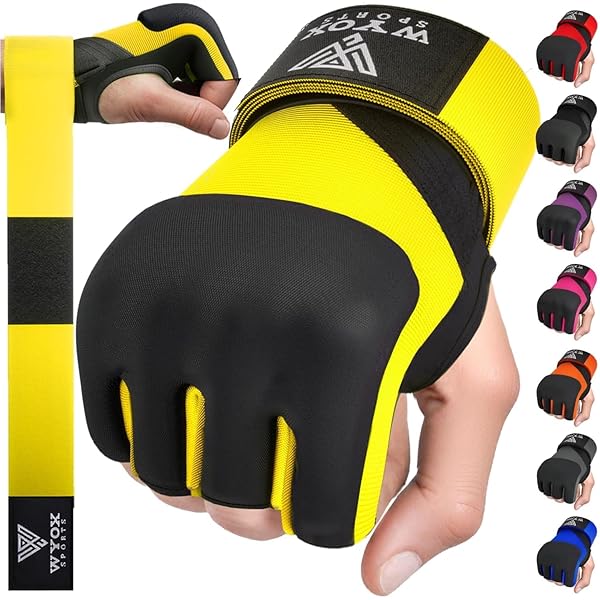 Buy WYOX Gel Boxing Hand Wraps - 80cm Padded Inner Gloves for MMA, Kickboxing & Martial Arts (Yellow, L/XL)