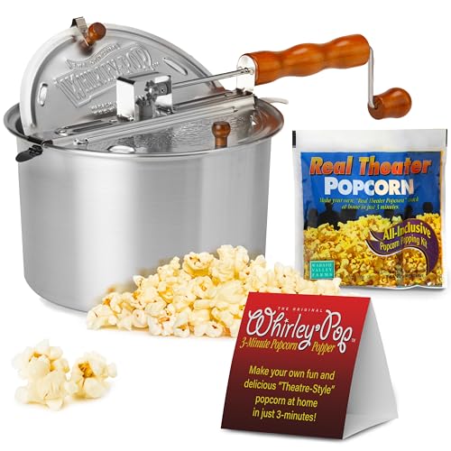 Wabash Valley Farms Popcorn Popper Kit - Silver Whirley Pop Maker with Kernels for Perfect Movie Night (6 Quarts) - Image 2