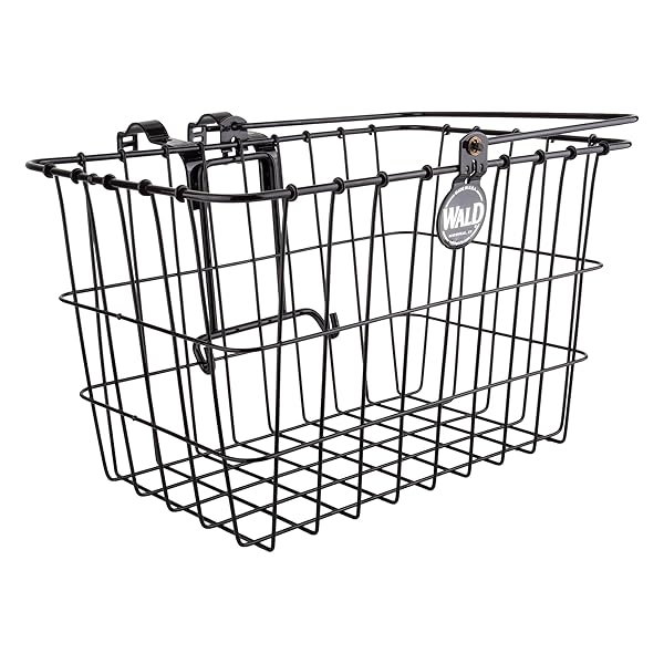 Wald 3133 Front Quick Release Bicycle Basket with Bolt-On Clamp - Durable Black Design (14.5x9.5x9)