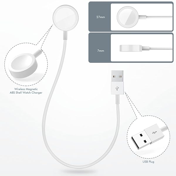 Portable 0.3m Apple Watch Charger - Fast Wireless Magnetic Charging Cable for Series 1-9 & SE - Image 7