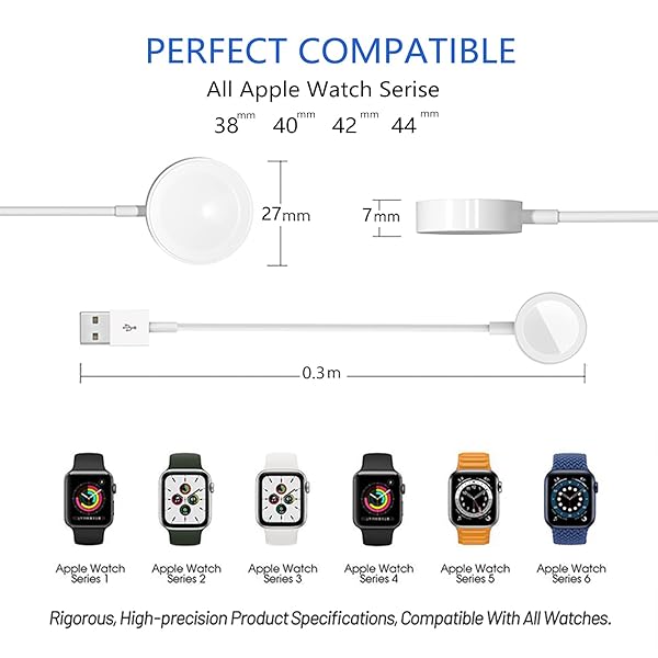 Portable 0.3m Apple Watch Charger - Fast Wireless Magnetic Charging Cable for Series 1-9 & SE - Image 9