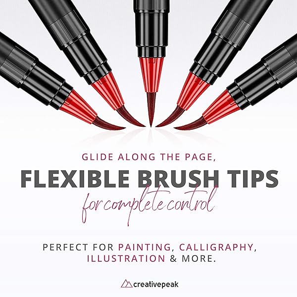 Watercolor Brush Pens 24 Vibrant Soft Tip Markers with Blending Brushes Premium Art Supplies for Calligraphy Lettering Coloring Journaling - Image 6