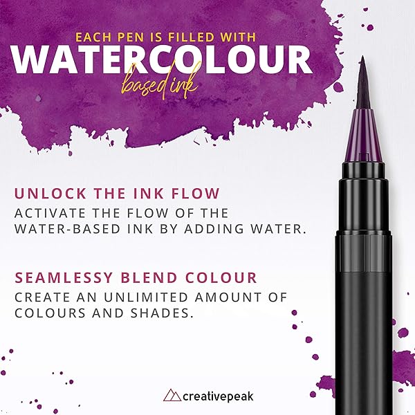 Watercolor Brush Pens 24 Vibrant Soft Tip Markers with Blending Brushes Premium Art Supplies for Calligraphy Lettering Coloring Journaling - Image 8