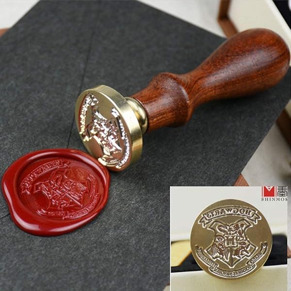 Vintage Harry Potter Hogwarts School Badge Wax Seal Stamp Set with Melting Spoons and Candles for Unique Crafting - Image 4