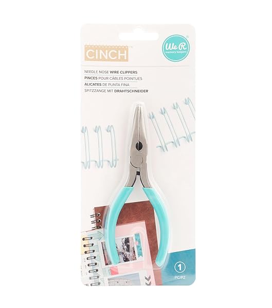 Precision Wire Cutters for Book Binding | We R Memory Keepers Cinch Needle Nose Tool with No-Slip Grip - Blue