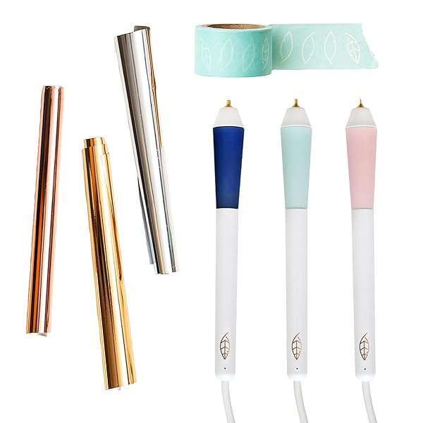 Foil Quill Tool Starter Kit: Fine, Standard & Bold Pens + Gold, Silver, Copper Foil for DIY Scrapbooks & Journals