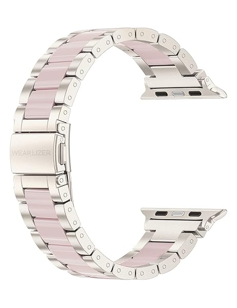 Wearlizer Compatible with Apple Watch Band 38 40 41 42mm Fashion Wristbands Womens, Stainless Steel + Resin Metal Replacement for iWatch Series 11 10