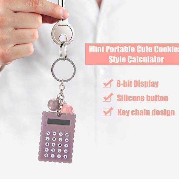 Wendry Mini Keychain Calculator: Cute Portable Candy Color Pocket Calculator in Blue - Image 11
