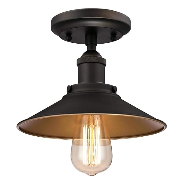 Westinghouse Lighting Louis One-Light Indoor Semi-Flush Ceiling Fixture Oil Rubbed Bronze Finish Metallic Interior