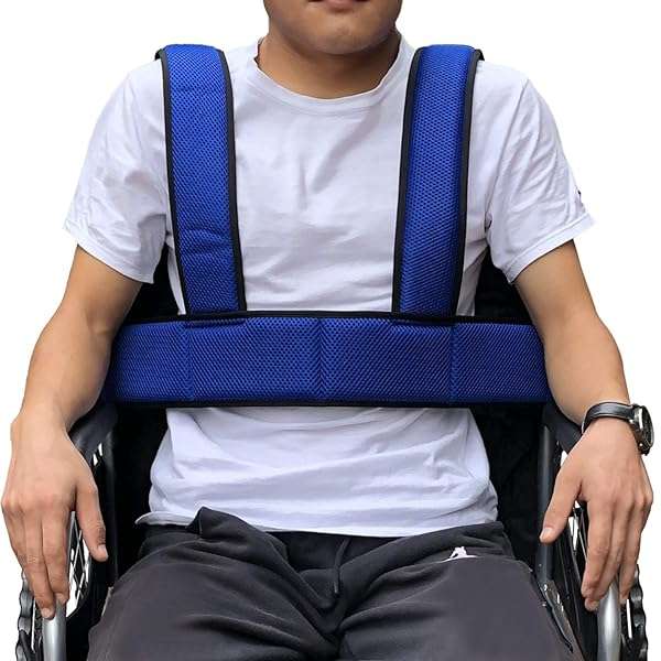 Jeelathy Adjustable Wheelchair Seat Belt & Torso Support Vest for Elderly & Disabled - Prevents Tilting & Falling