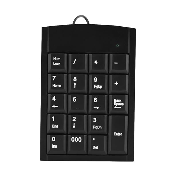 Portable Wired USB Number Pad - 19 Keys Mini Keypad for Laptop & Desktop | Plug & Play External Numeric Keyboard