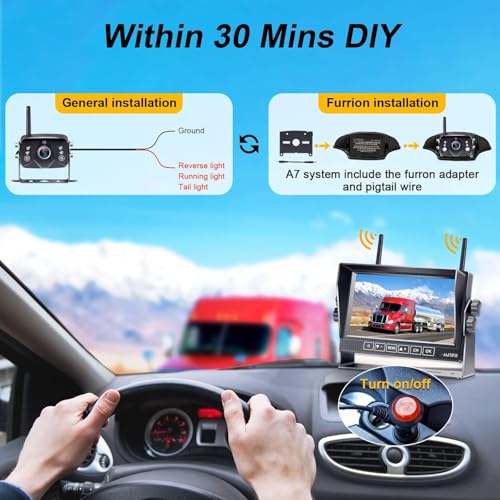 RV Backup Camera Wireless Easy Install for Furrion Pre-Wired RVs with 7 Inch HD Monitor 1080P DVR Night Vision IP69K Waterproof AMTIFO A7 - Image 3