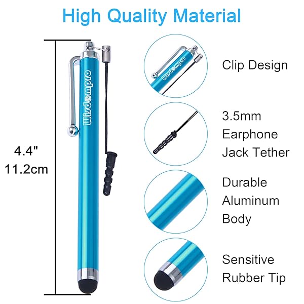 9-Pack Wisdompro Stylus Pens for All Touch Screens - Universal Rubber Tips & Lanyard for iPad, iPhone, Samsung & More - Image 3